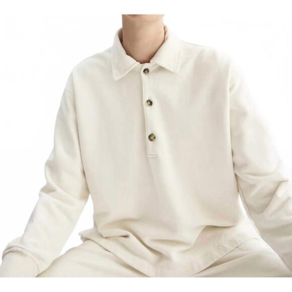 NEW ARLO MOTT elliot polo pullover in chalk - Picture 1 of 3